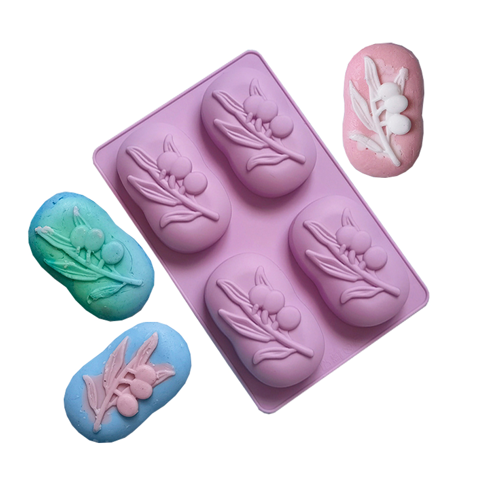 Soap Making Lab - 4-holtes ovale olijfboom siliconen zeep mal
